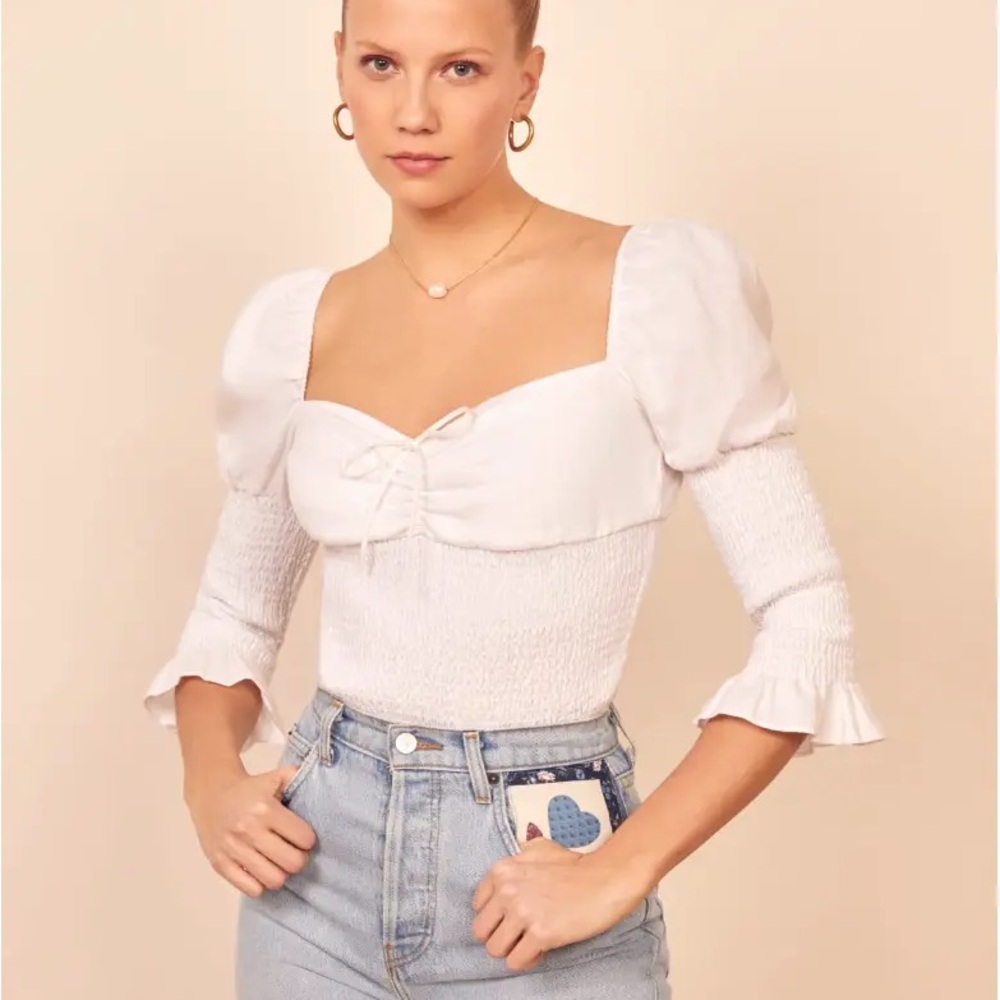 Reformation haven white linen top